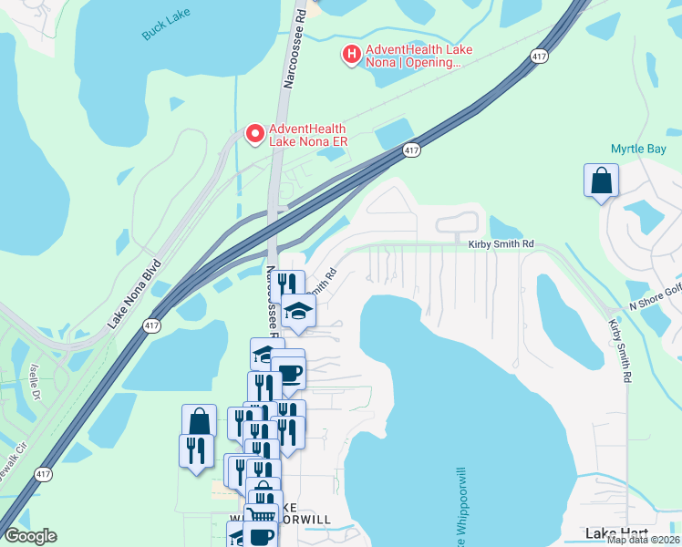 map of restaurants, bars, coffee shops, grocery stores, and more near 12052 Sprite Lane in Orlando
