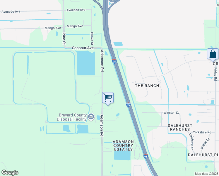 map of restaurants, bars, coffee shops, grocery stores, and more near 2473 Adamson Road in Cocoa