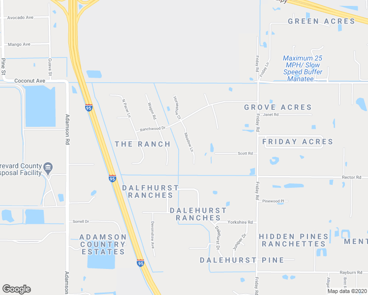 map of restaurants, bars, coffee shops, grocery stores, and more near 2553 Meadow Lane in Cocoa