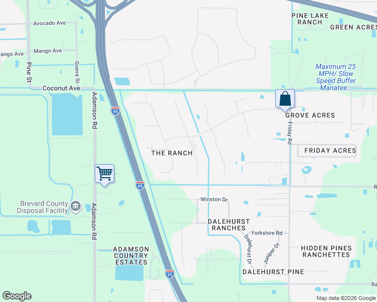 map of restaurants, bars, coffee shops, grocery stores, and more near 2555 Trotters Trail in Cocoa