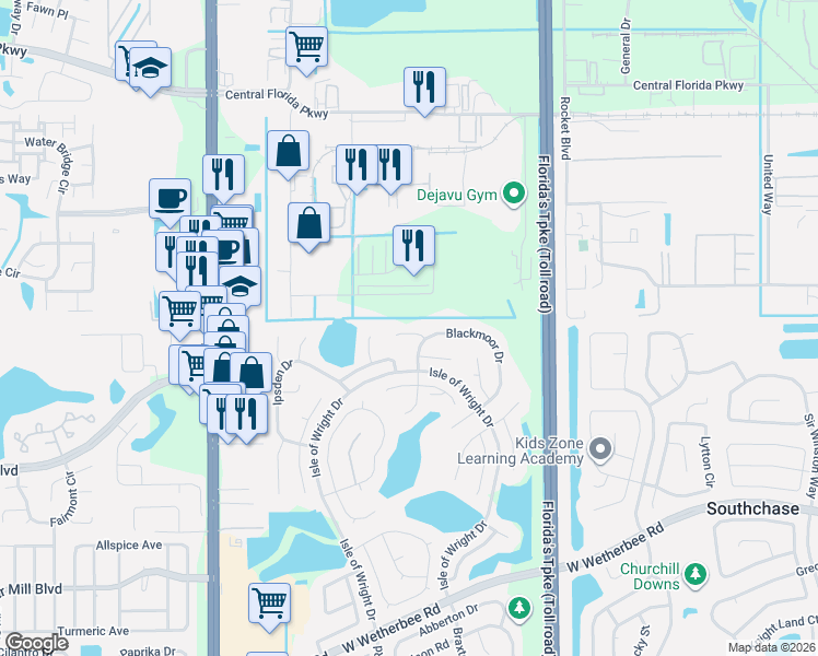 map of restaurants, bars, coffee shops, grocery stores, and more near 1825 Crosswell Court in Orlando