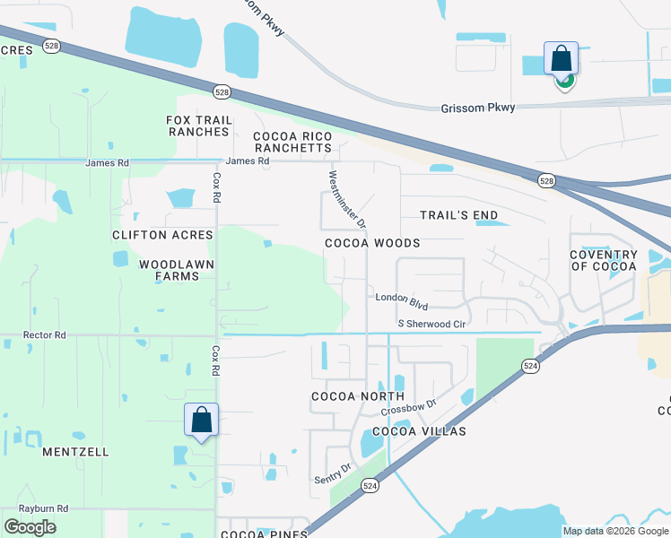 map of restaurants, bars, coffee shops, grocery stores, and more near 3838 Sterling Street in Cocoa