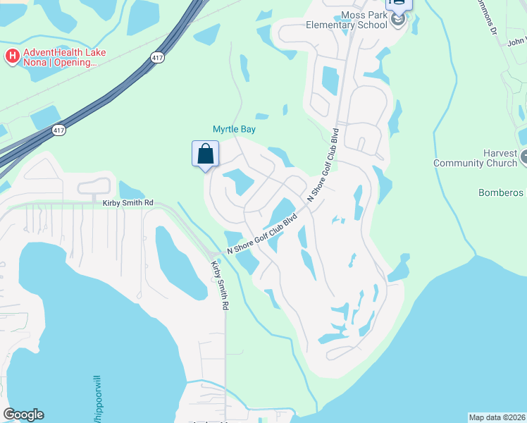 map of restaurants, bars, coffee shops, grocery stores, and more near 9818 Secret Cove Lane in Orlando