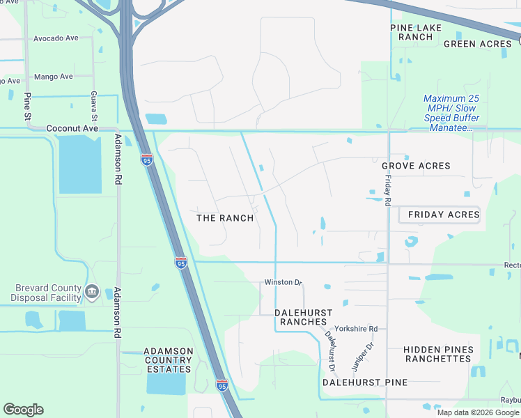 map of restaurants, bars, coffee shops, grocery stores, and more near 2555 Trotters Trail in Cocoa