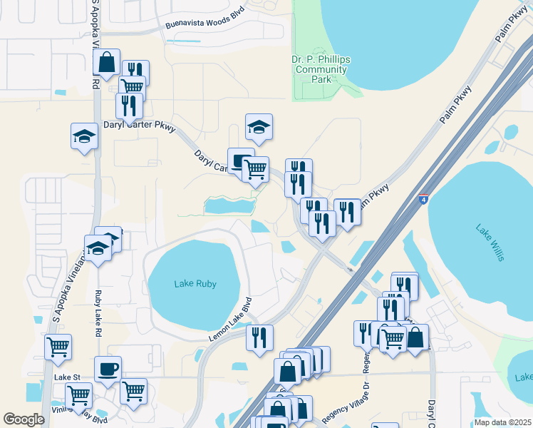 map of restaurants, bars, coffee shops, grocery stores, and more near 11272 Desforges Avenue in Orlando