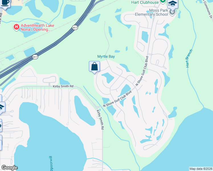 map of restaurants, bars, coffee shops, grocery stores, and more near 9669 Pacific Pines Court in Orlando
