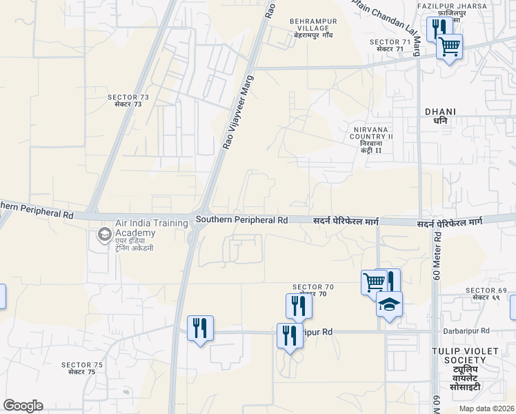 map of restaurants, bars, coffee shops, grocery stores, and more near in Gurugram