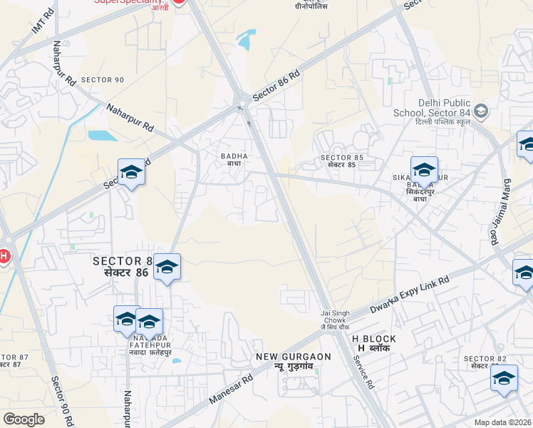 map of restaurants, bars, coffee shops, grocery stores, and more near in Gurugram