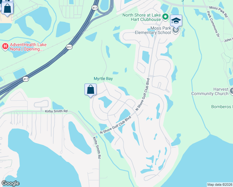 map of restaurants, bars, coffee shops, grocery stores, and more near 9835 Palmetto Dunes Court in Orlando