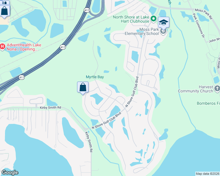 map of restaurants, bars, coffee shops, grocery stores, and more near 9835 Palmetto Dunes Court in Orlando