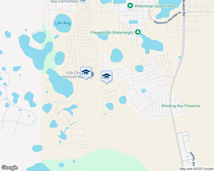 map of restaurants, bars, coffee shops, grocery stores, and more near 16000 Water Spring Boulevard in Winter Garden