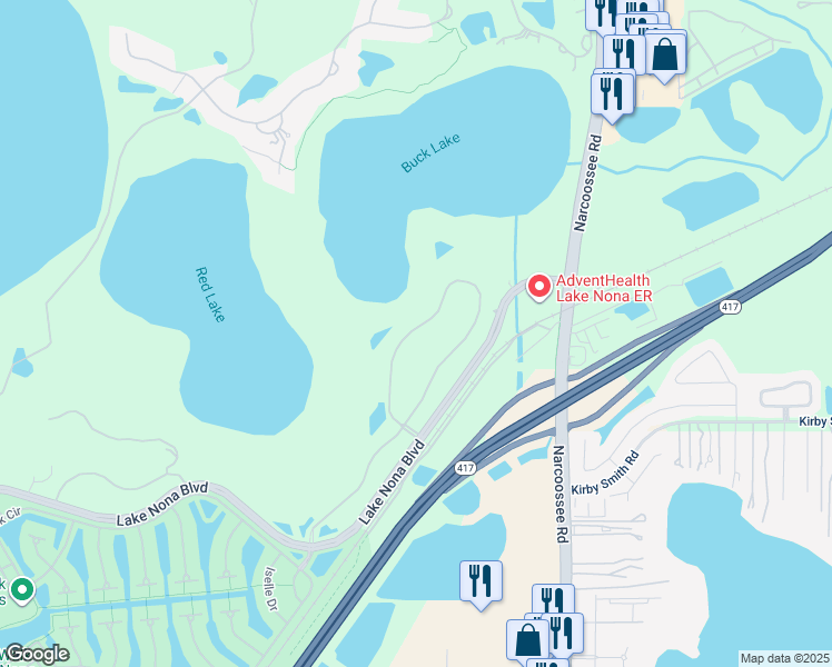 map of restaurants, bars, coffee shops, grocery stores, and more near 8511 Adalina Place in Orlando
