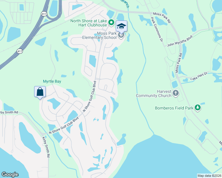 map of restaurants, bars, coffee shops, grocery stores, and more near 10120 Marsh Pine Circle in Orlando