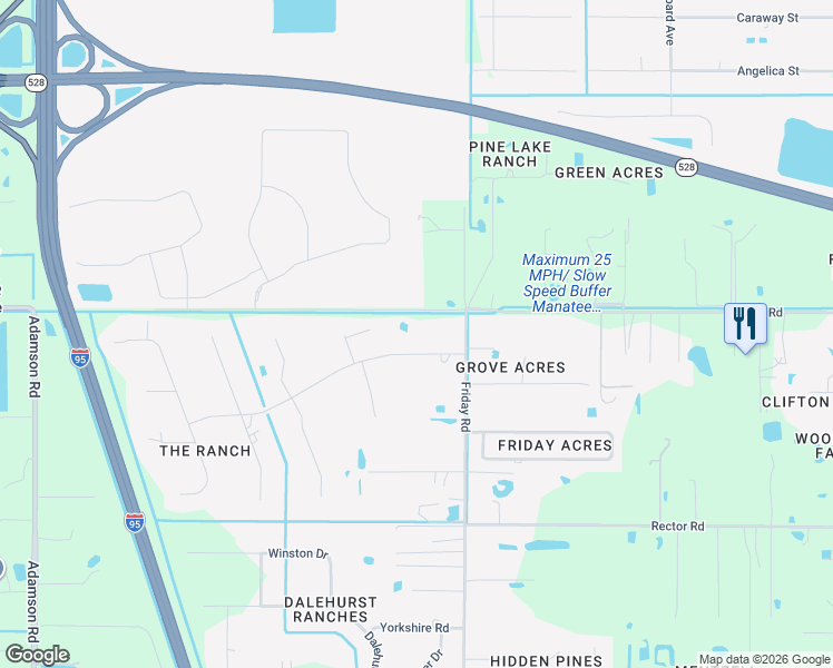 map of restaurants, bars, coffee shops, grocery stores, and more near 5044 Ranchwood Drive in Cocoa