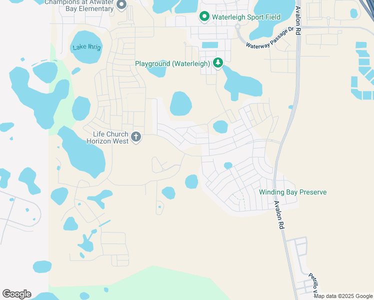map of restaurants, bars, coffee shops, grocery stores, and more near 14101 Title Way in Winter Garden