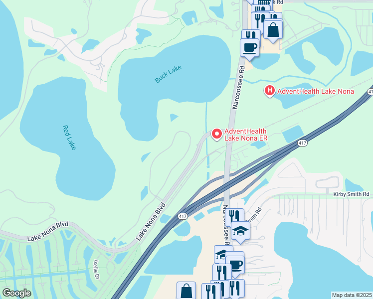 map of restaurants, bars, coffee shops, grocery stores, and more near 10763 Savona Way in Orlando