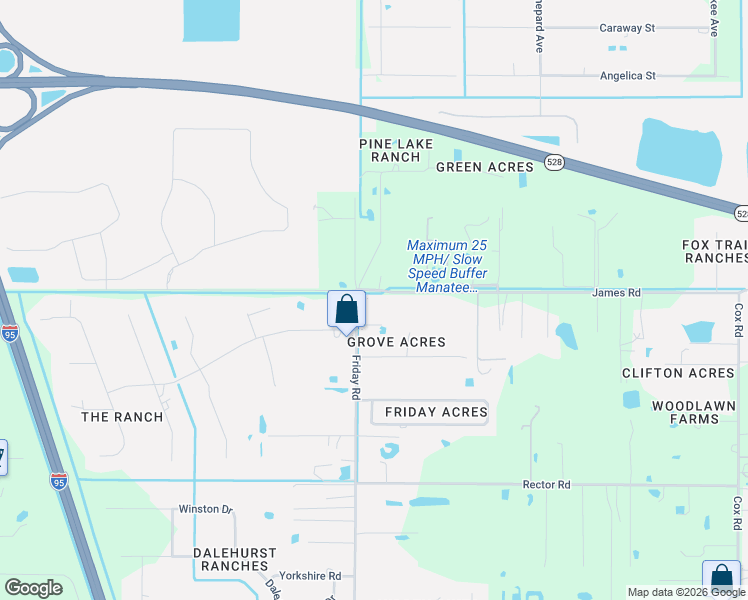 map of restaurants, bars, coffee shops, grocery stores, and more near 4650 James Road in Cocoa
