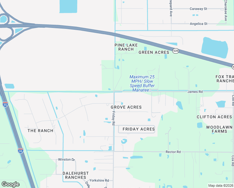 map of restaurants, bars, coffee shops, grocery stores, and more near 4650 James Road in Cocoa