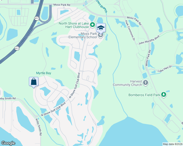 map of restaurants, bars, coffee shops, grocery stores, and more near 10060 Marsh Pine Circle in Orlando