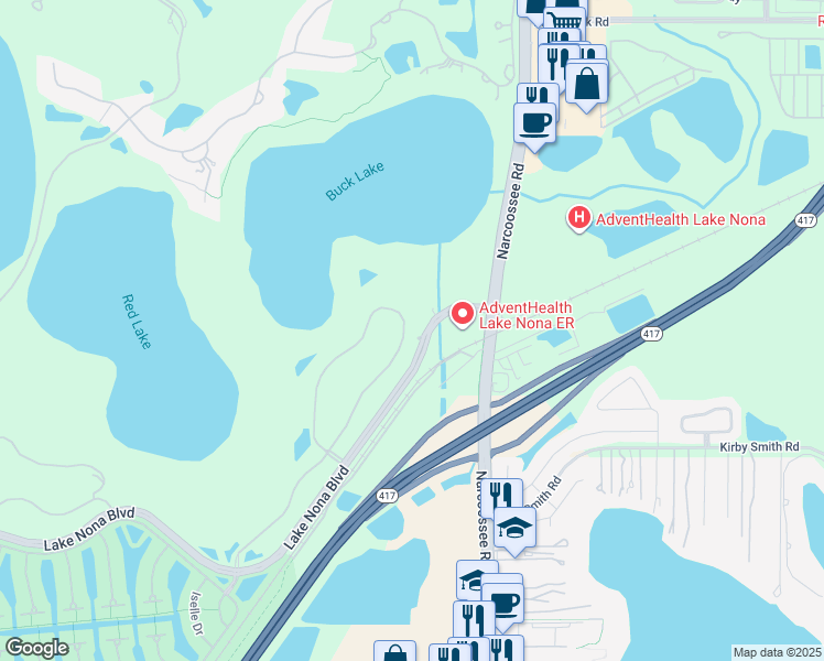 map of restaurants, bars, coffee shops, grocery stores, and more near 10763 Savona Way in Orlando