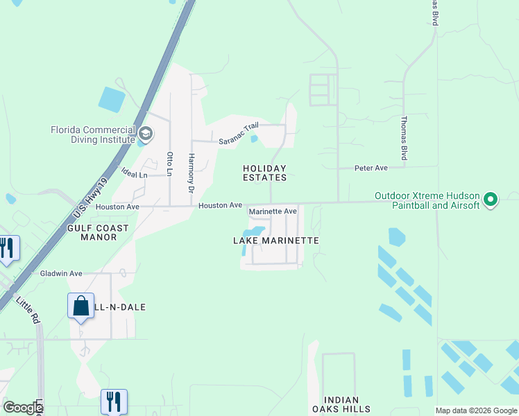 map of restaurants, bars, coffee shops, grocery stores, and more near 10325 Marinette Avenue in Hudson