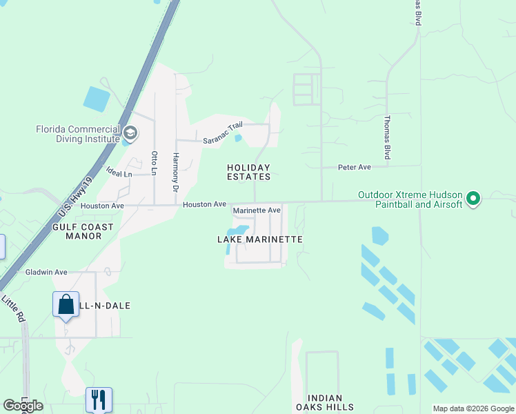 map of restaurants, bars, coffee shops, grocery stores, and more near 10325 Marinette Avenue in Hudson