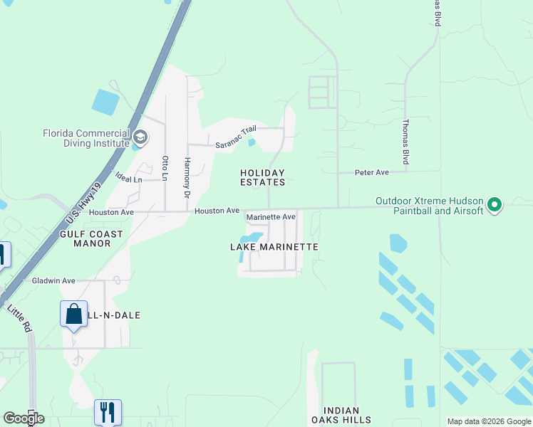map of restaurants, bars, coffee shops, grocery stores, and more near 10325 Marinette Avenue in Hudson