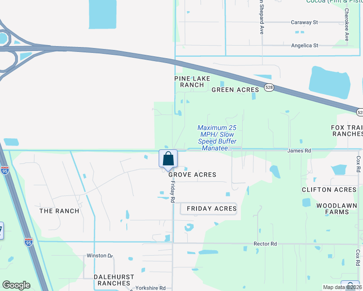 map of restaurants, bars, coffee shops, grocery stores, and more near 4650 James Road in Cocoa