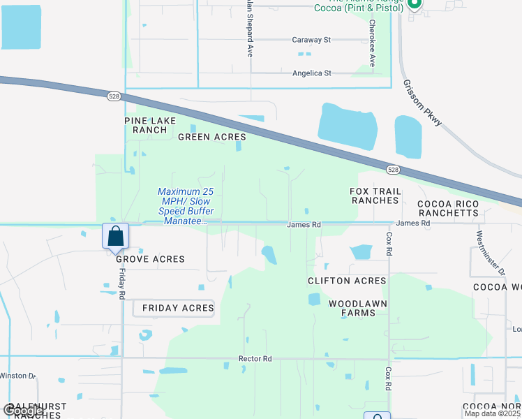 map of restaurants, bars, coffee shops, grocery stores, and more near 4240 James Road in Cocoa