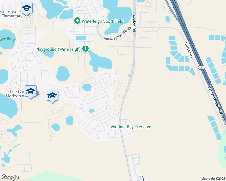 map of restaurants, bars, coffee shops, grocery stores, and more near 9005 Solay Rd in Winter Garden