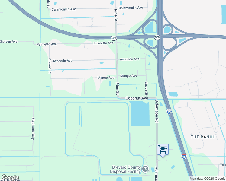 map of restaurants, bars, coffee shops, grocery stores, and more near 3370 Pine Street in Cocoa