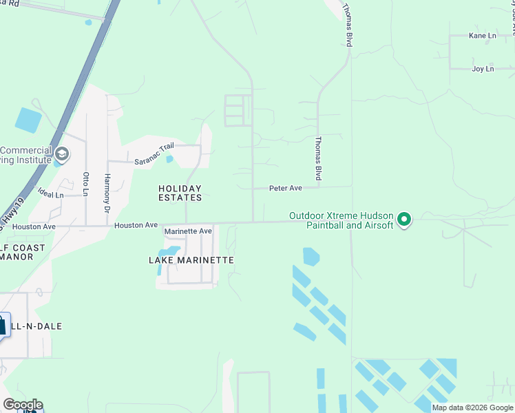 map of restaurants, bars, coffee shops, grocery stores, and more near 17038 Meridian Boulevard in Hudson