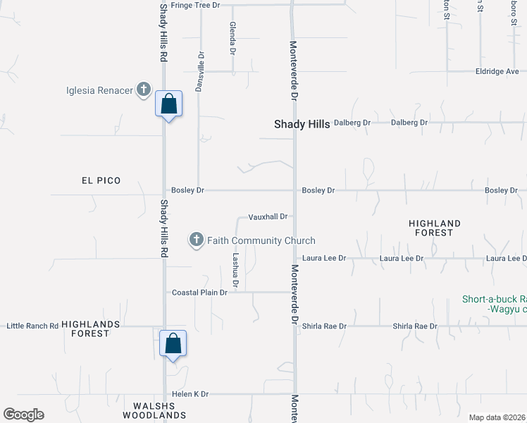 map of restaurants, bars, coffee shops, grocery stores, and more near 16408 Bosley Drive in Spring Hill