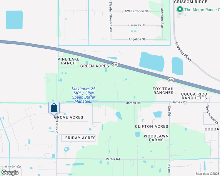 map of restaurants, bars, coffee shops, grocery stores, and more near 4300 James Road in Cocoa