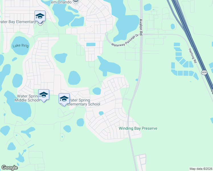 map of restaurants, bars, coffee shops, grocery stores, and more near 10722-11098 Avalon Road in Winter Garden