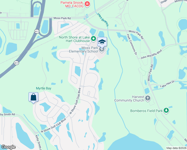 map of restaurants, bars, coffee shops, grocery stores, and more near 10342 Sandy Marsh Lane in Orlando