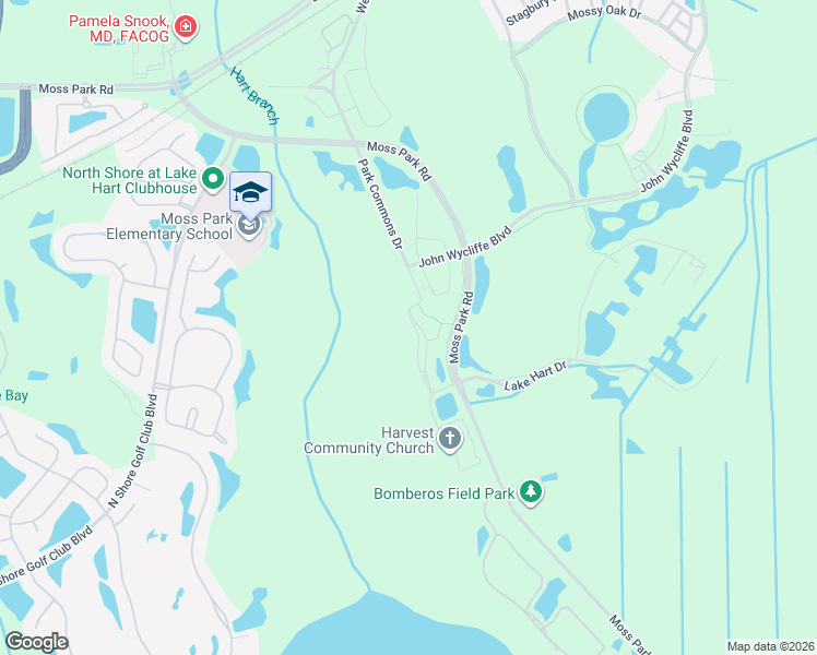 map of restaurants, bars, coffee shops, grocery stores, and more near 10272 Park Commons Drive in Orlando