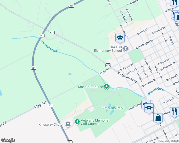 map of restaurants, bars, coffee shops, grocery stores, and more near 1900 Viggo Road in Beeville