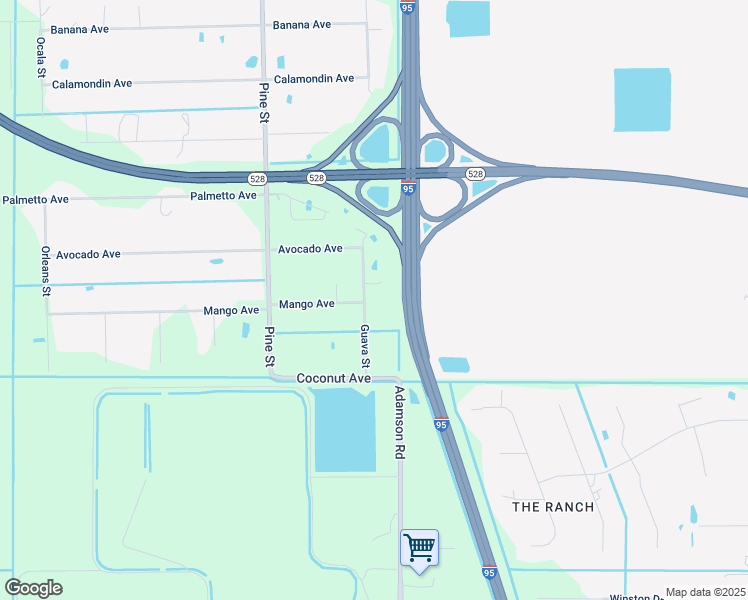 map of restaurants, bars, coffee shops, grocery stores, and more near 3455 Guava Street in Cocoa