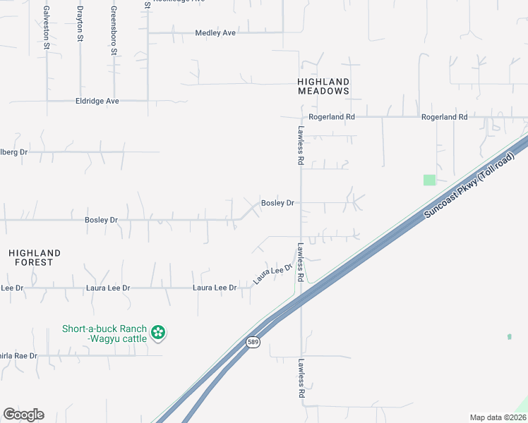 map of restaurants, bars, coffee shops, grocery stores, and more near 17846 Bosley Drive in Spring Hill