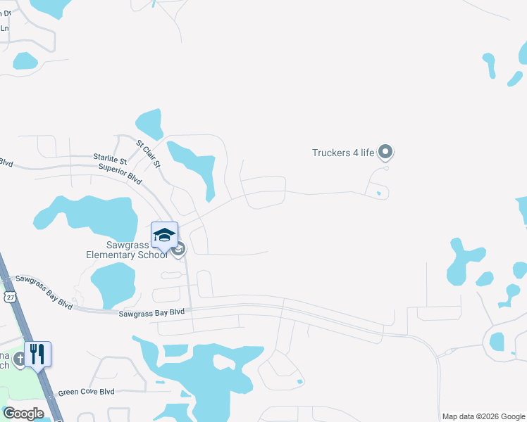 map of restaurants, bars, coffee shops, grocery stores, and more near 16217 Mead Street in Clermont