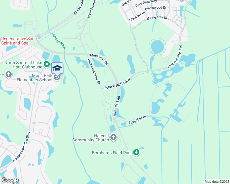 map of restaurants, bars, coffee shops, grocery stores, and more near 11504 Whistling Pine Way in Orlando