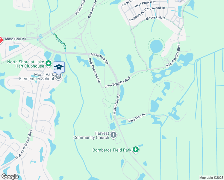 map of restaurants, bars, coffee shops, grocery stores, and more near 11433 Whistling Pine Way in Orlando