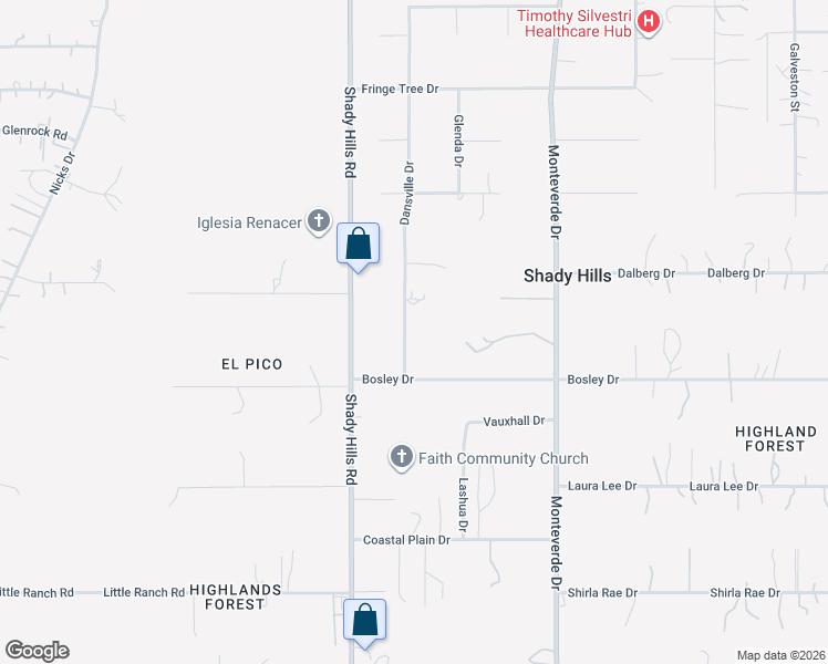 map of restaurants, bars, coffee shops, grocery stores, and more near 17222 Dansville Drive in Spring Hill