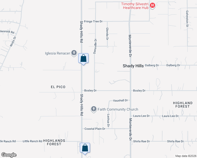 map of restaurants, bars, coffee shops, grocery stores, and more near 17222 Dansville Drive in Spring Hill