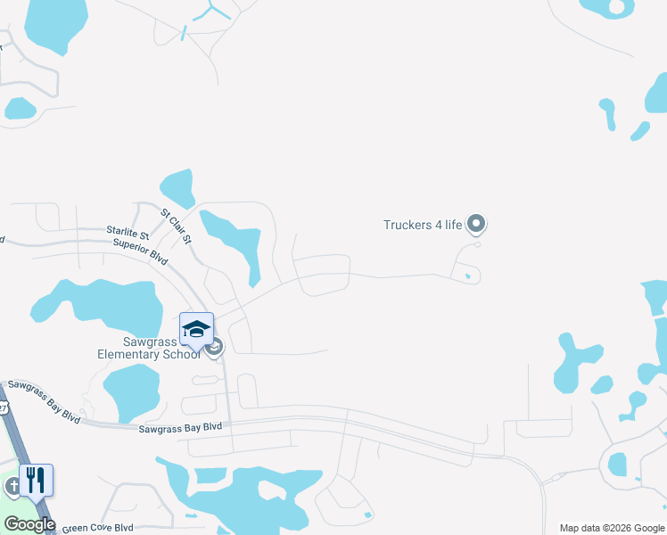 map of restaurants, bars, coffee shops, grocery stores, and more near 16488 Glassy Loch Loop in Clermont