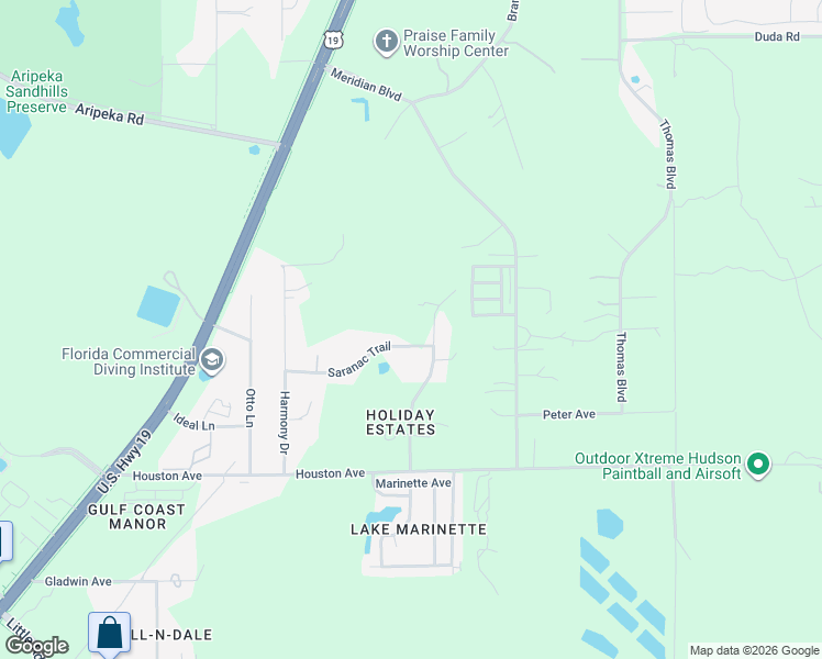 map of restaurants, bars, coffee shops, grocery stores, and more near 10323 Saranac Trail in Hudson