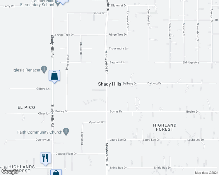 map of restaurants, bars, coffee shops, grocery stores, and more near 16508 Dalberg Drive in Spring Hill