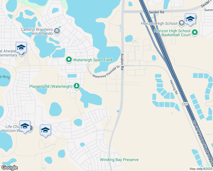 map of restaurants, bars, coffee shops, grocery stores, and more near 10644 Avalon Road in Winter Garden
