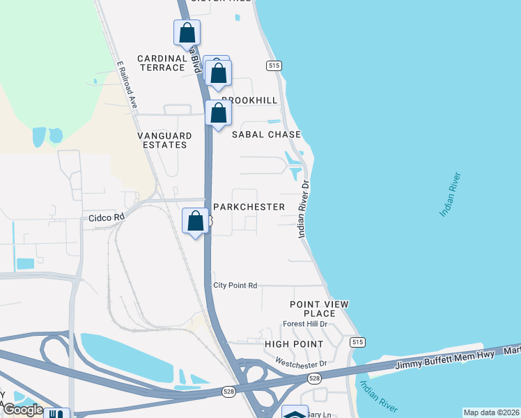 map of restaurants, bars, coffee shops, grocery stores, and more near 301 Glen Ridge Road in Cocoa